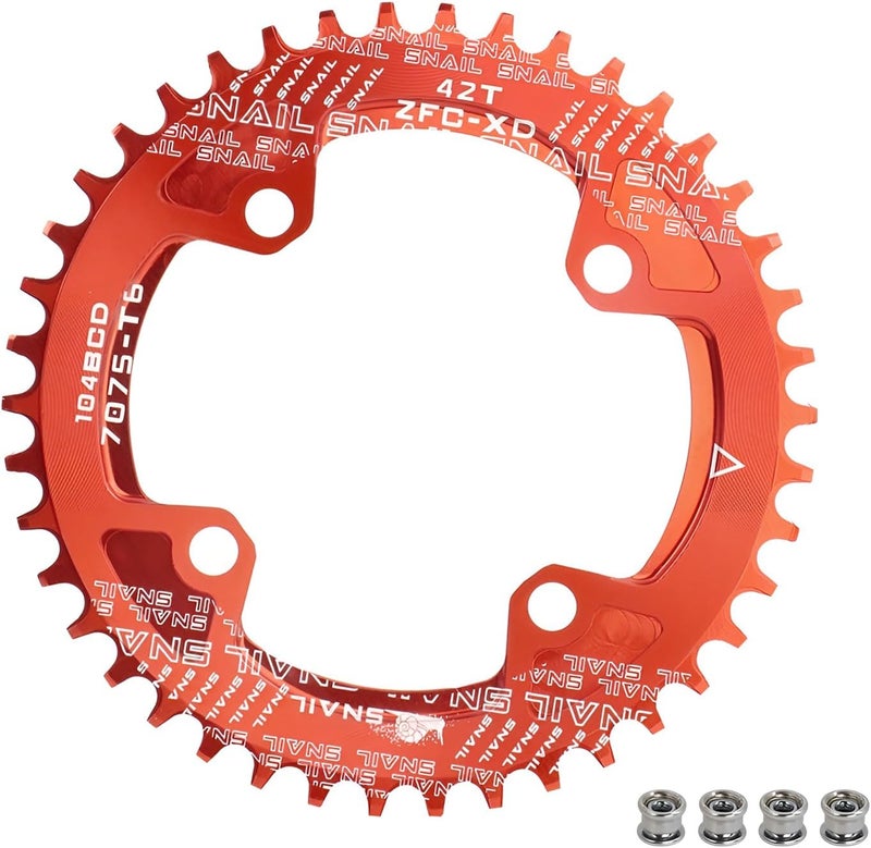 BESNIN Chainring 104 BCD Chainring 30T 32T 34T 36T 38T 40T 42T 44T 46T 48T 50T 52T Narrow Wide Tooth Round Chainring for 7/8/9/10/11/12 Speed MTB BMX Road Bike - Image 1